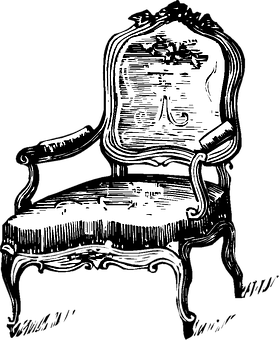 Vintage Style Chair Illustration PNG with transparent background