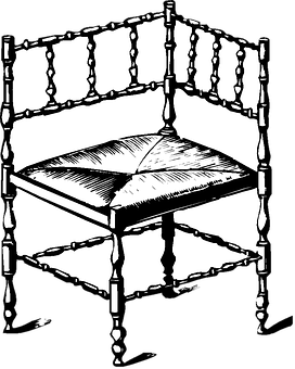 Vintage Style Corner Chair Illustration PNG with transparent background
