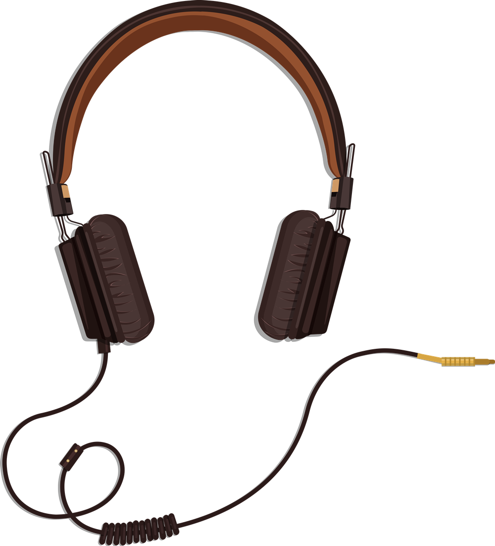 Vintage Style Headphones PNG image with a transparent background, free high-resolution download