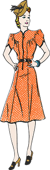 Vintage Style Orange Polka Dot Dress