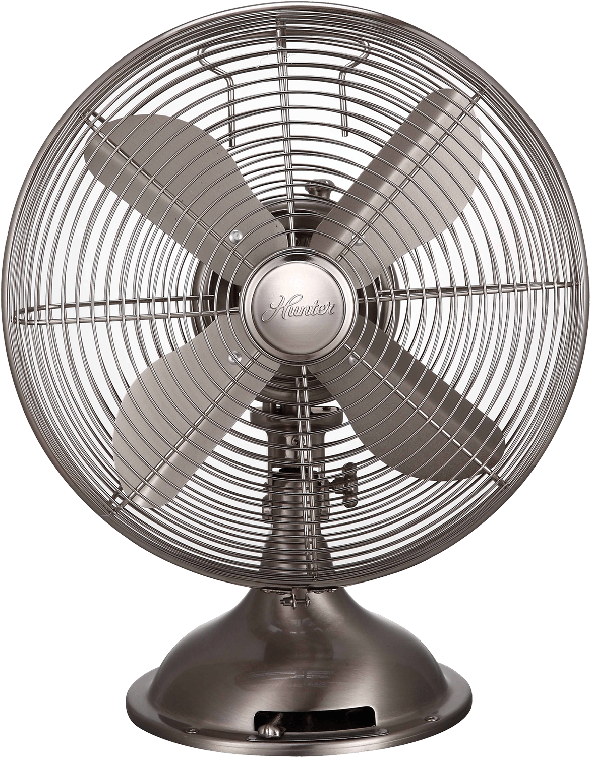 Tabletop Fan Retro Table Brushed Furniture Front Nickel - Classic Metal Table Fan, HD Png Download PNG with transparent background