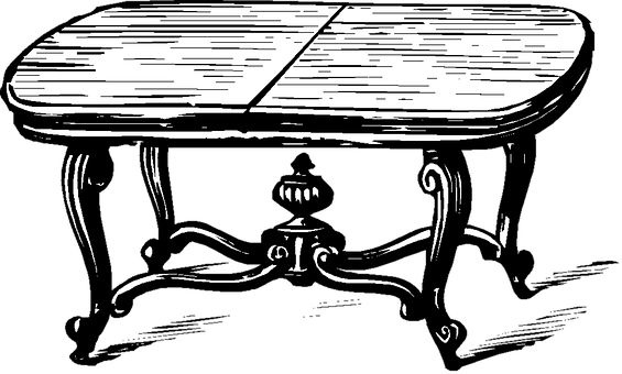 Vintage Style Table Sketch PNG with transparent background