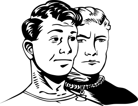 Vintage Style Two Men Illustration PNG with transparent background