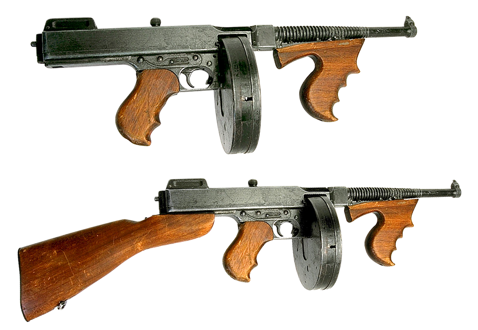 Vintage Submachine Guns Transparent PNG with transparent background