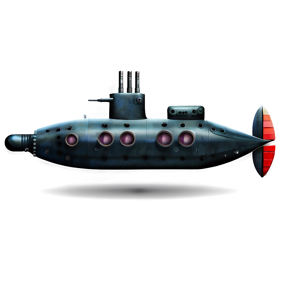 Vintage Submarine Design PNG 05252024 PNG with transparent background