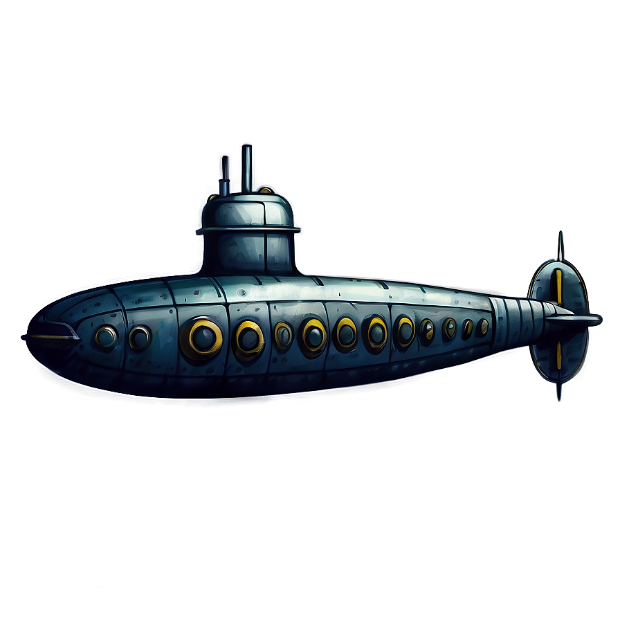 Vintage Submarine Design PNG 05252024 PNG with transparent background