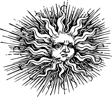 Vintage Sun Illustration PNG with transparent background