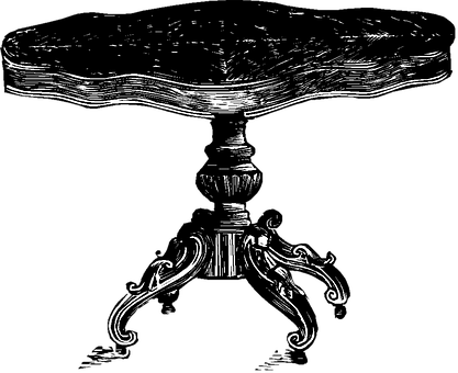 Vintage Table Octopus Illusion PNG with transparent background