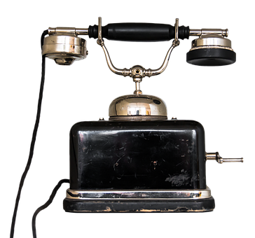 Vintage Telephone Black Background PNG with transparent background