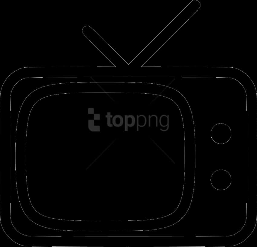 Vintage Television Outline PNG with transparent background