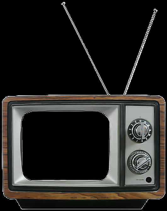 Vintage Television With Antennas PNG with transparent background