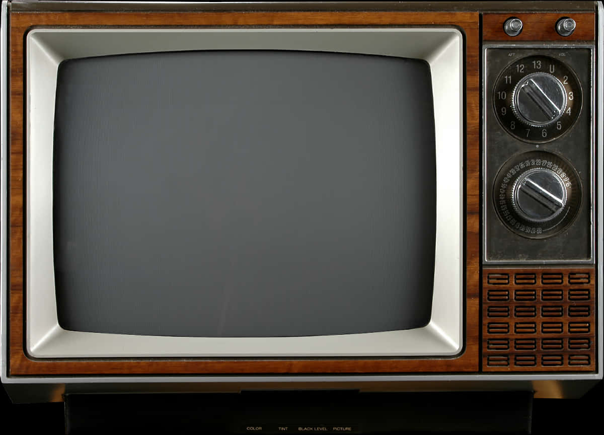Vintage Television Wooden Cabinet PNG with transparent background
