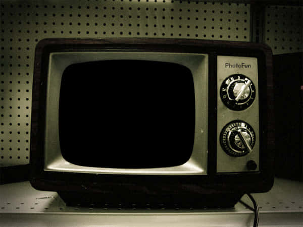 Vintage Televisionon Shelf PNG with transparent background