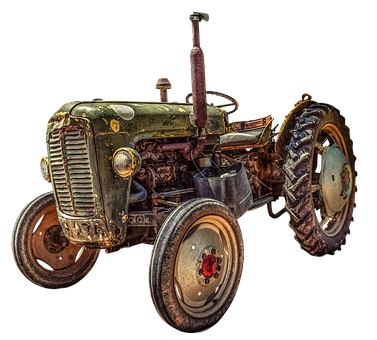 Vintage Tractor Isolatedon Black PNG with transparent background