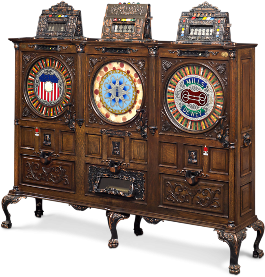 Vintage Triple Slot Machine Cabinet