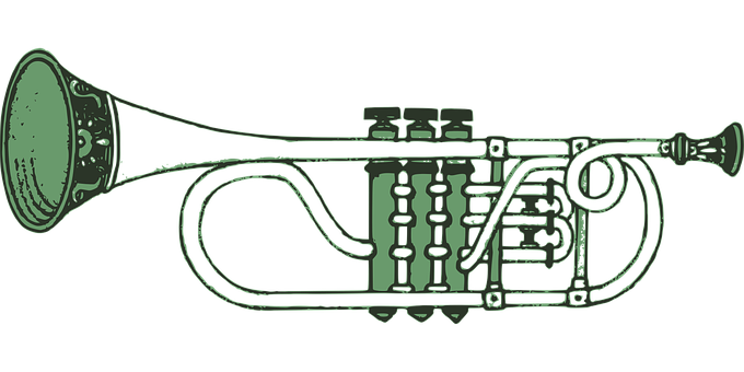 Vintage Trumpet Illustration PNG with transparent background
