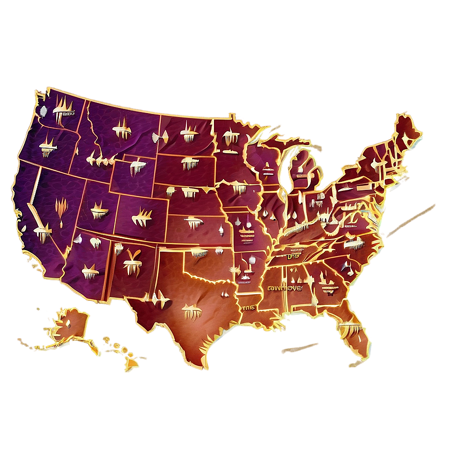 Vintage USA Map PNG pqh2 PNG image with a transparent background, free high-resolution download