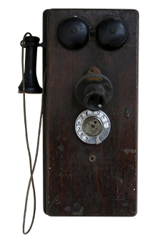 Vintage Wall Mounted Rotary Phone PNG with transparent background
