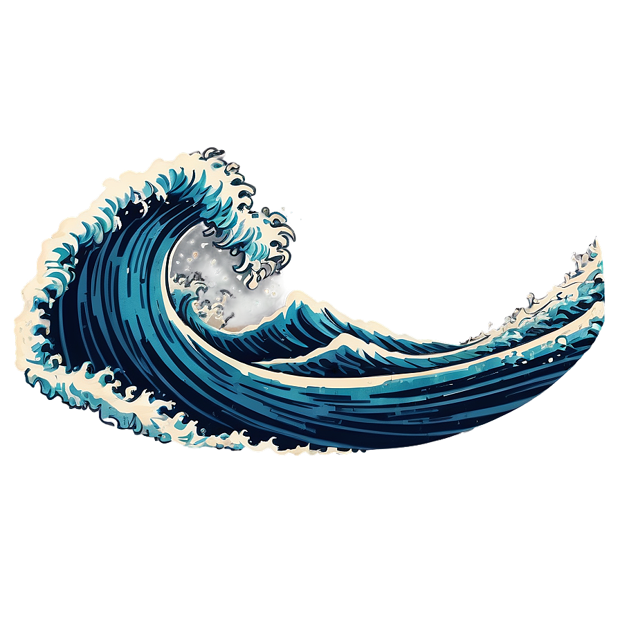 Vintage Wave Illustration Png Lxd