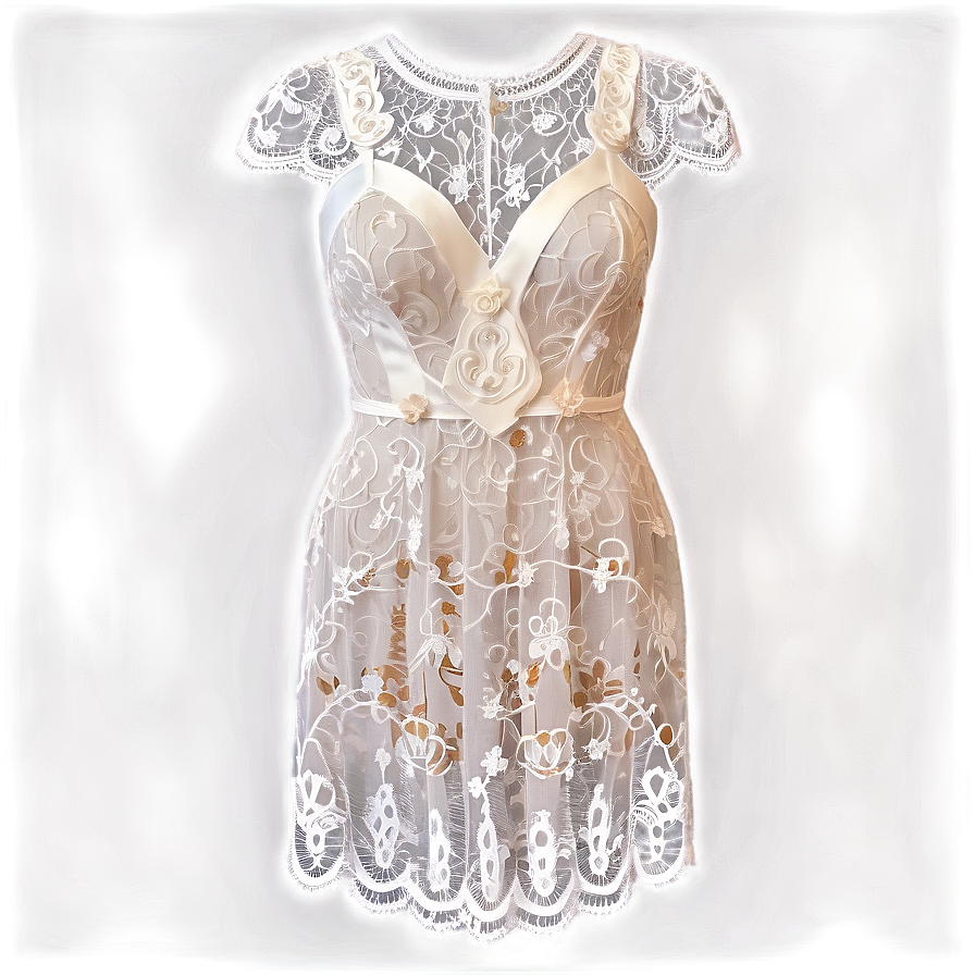 Vintage White Lace Dress PNG 06212024 PNG image with a transparent background, free high-resolution download