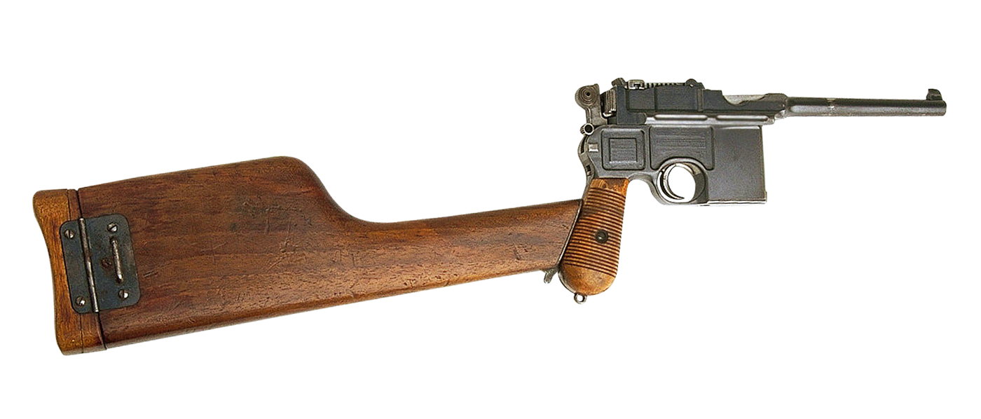 Vintage Wooden Stock Pistol PNG with transparent background