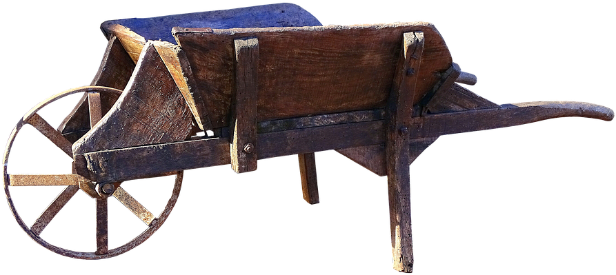 Vintage Wooden Wheelbarrow Isolated