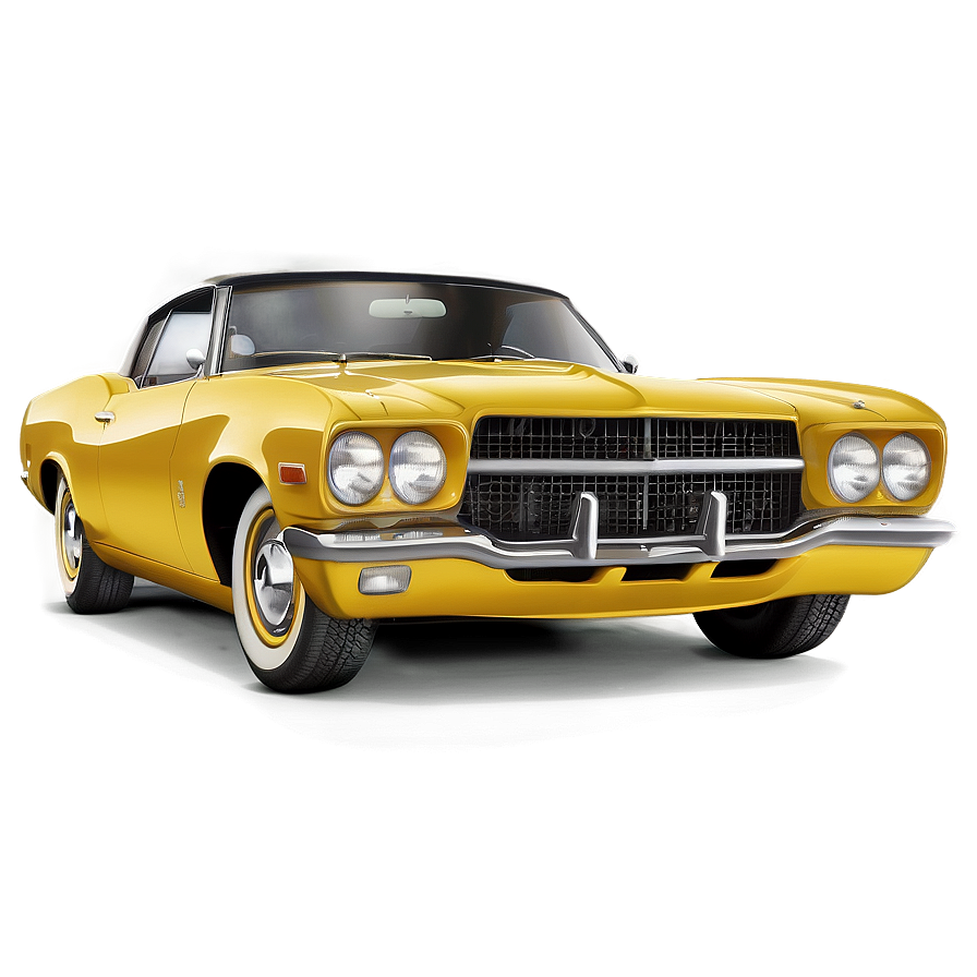 Vintage Yellow Car Image Png Sxu