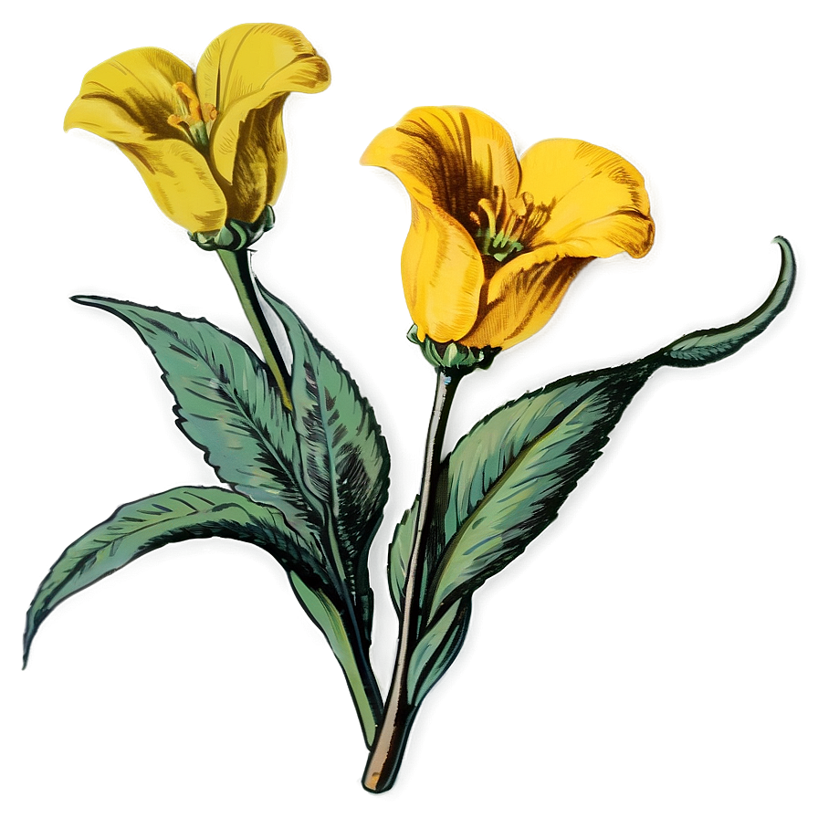 Vintage Yellow Flowers Png Lhq99