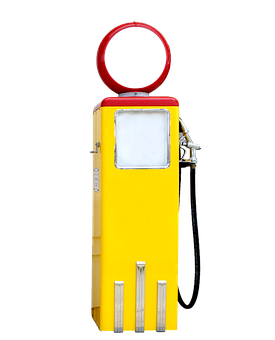 Vintage Yellow Gas Pump PNG with transparent background