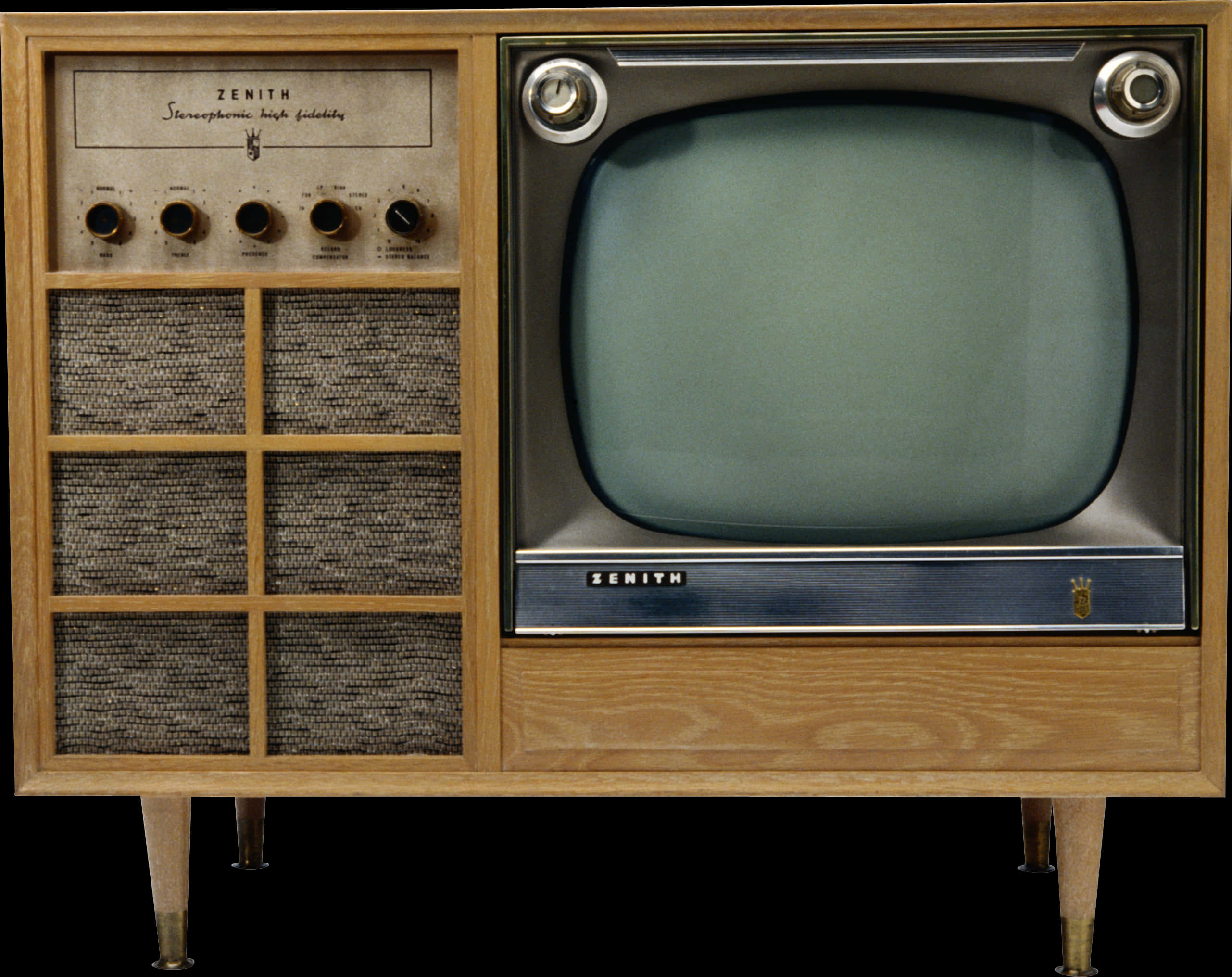 Vintage Zenith Television Set PNG with transparent background