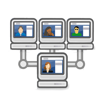 Virtual Team Connection Illustration PNG with transparent background