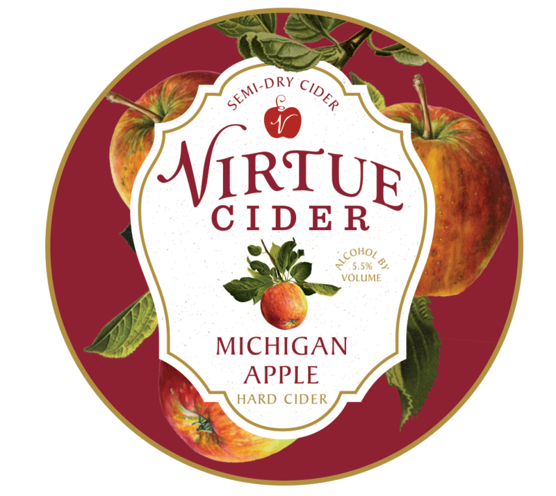 Virtue Cider Michigan Apple Label PNG with transparent background