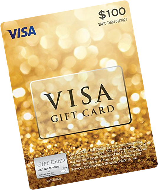 Visa Gift Card100 Dollars 536x645 PNG image with a transparent background, free high-resolution download