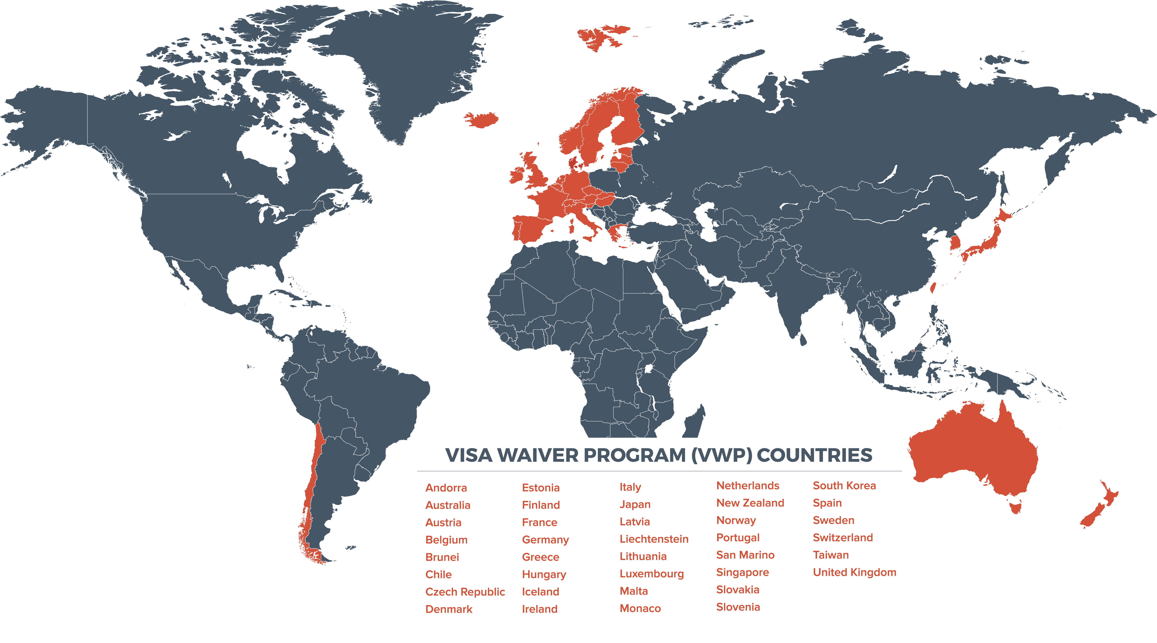 World Map , Png Download - Visa Waiver Program Map, Transparent Png PNG with transparent background