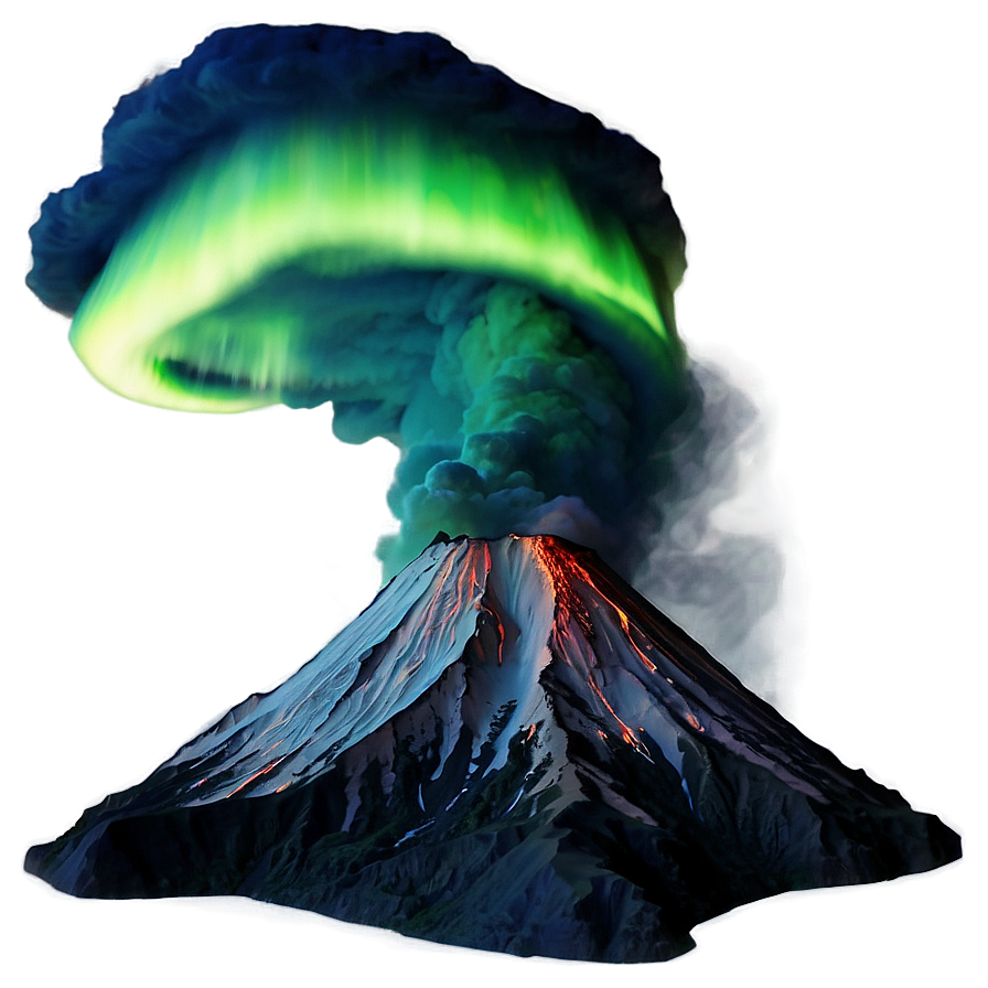 Volcano And Aurora Borealis Png Edm