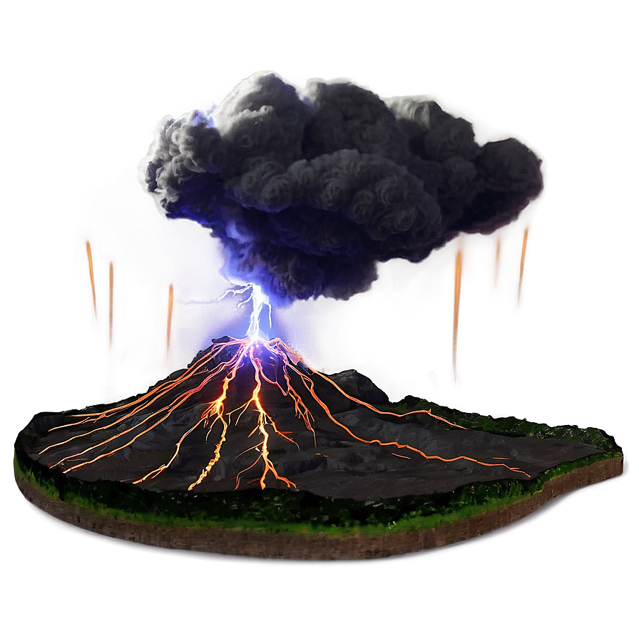 Volcano And Lightning Png Bya75