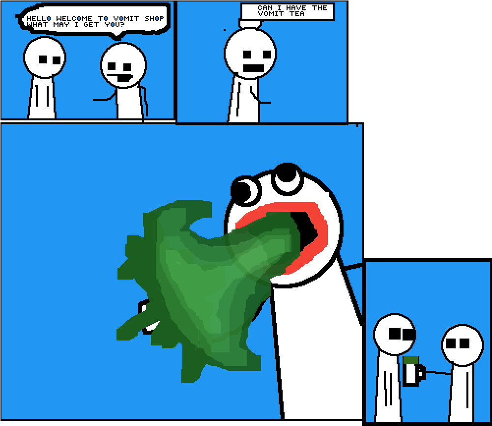 Vomit Shop Comic Strip PNG with transparent background