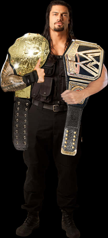 W W E_ Champion_ Roman_ Reigns_with_ Belts