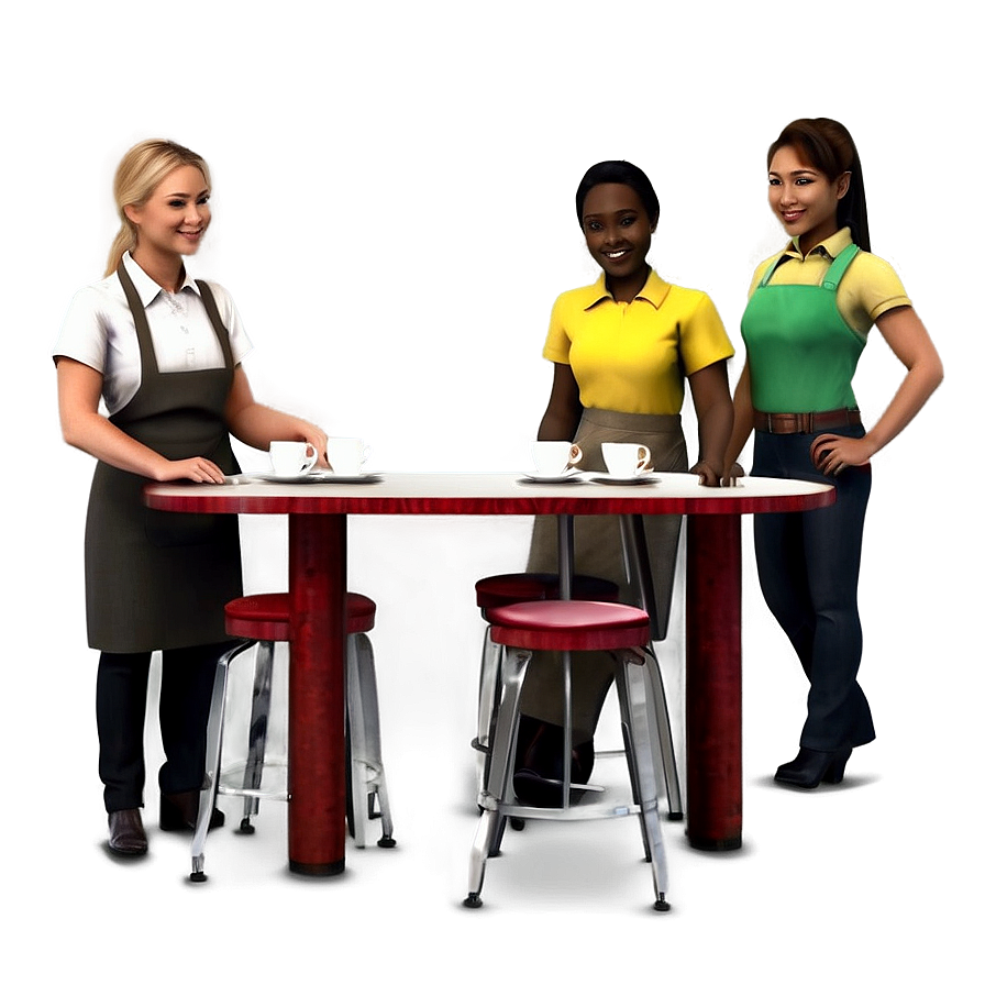 Waitress In Coffee Shop Png 06272024