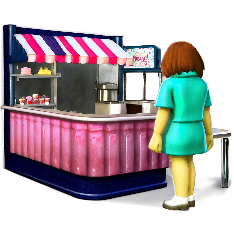 Waitress In Ice Cream Parlor Png 06272024