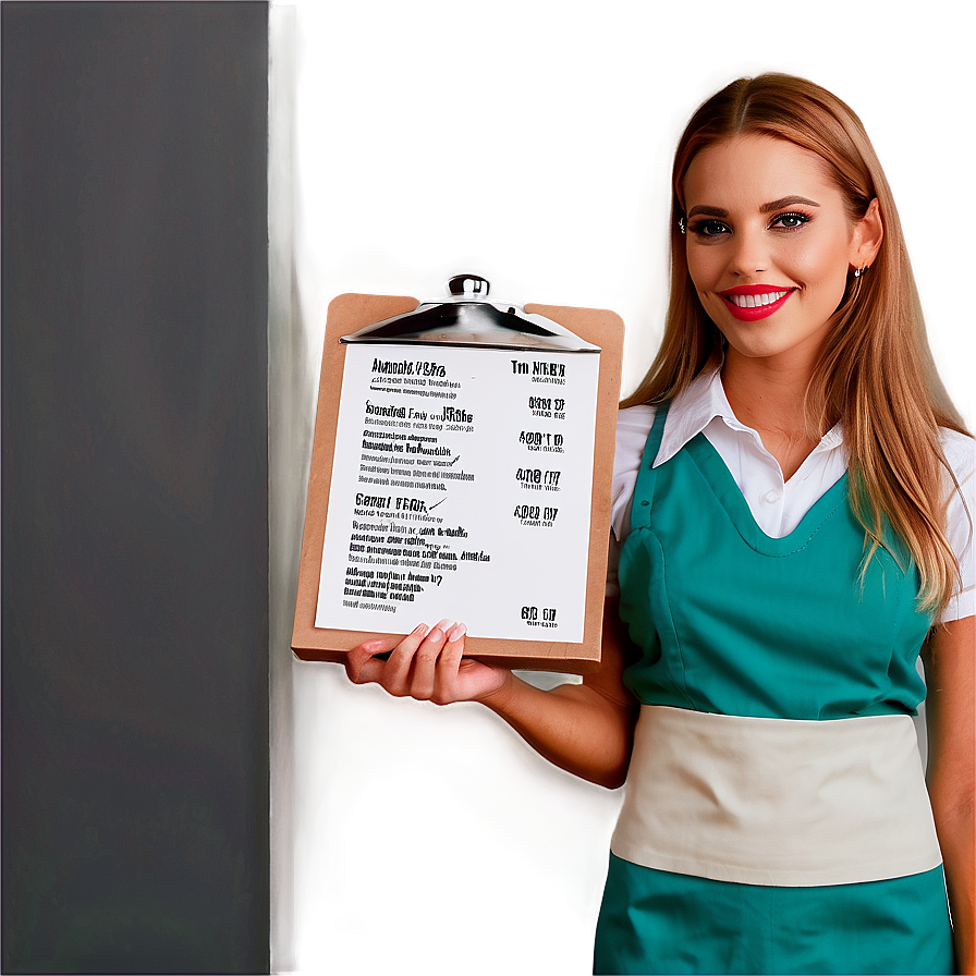 Waitress With Menu Png 62