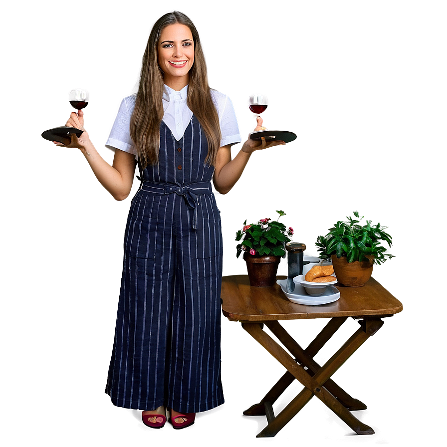 Waitress With Wine Bottle Png Fiu