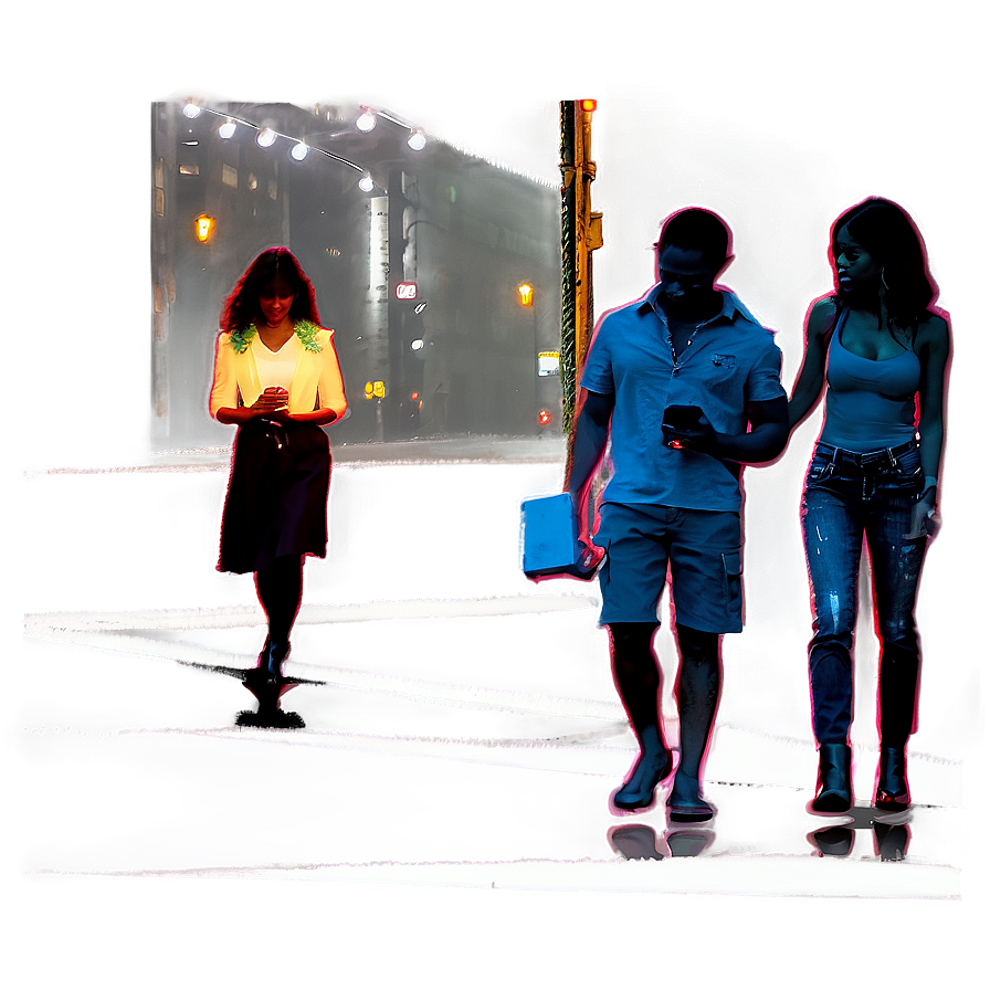 Walking In The City At Night Png Chi