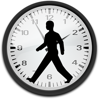 Walking Man Clock Illustration PNG with transparent background