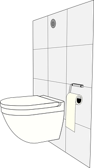 Wall Mounted Toiletwith Toilet Paper PNG with transparent background