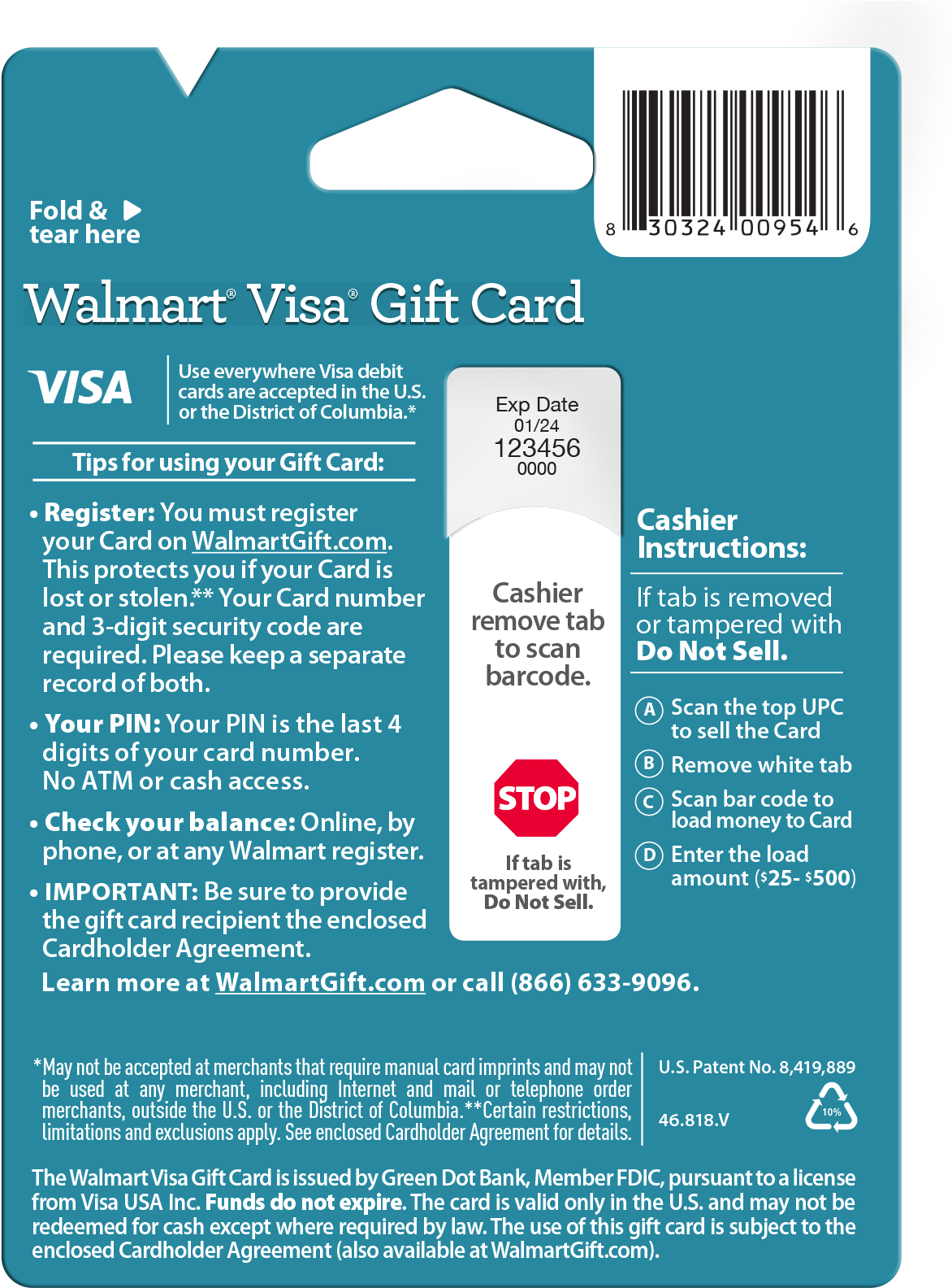 Walmart Visa Gift Card Instructions PNG image with a transparent background, free high-resolution download