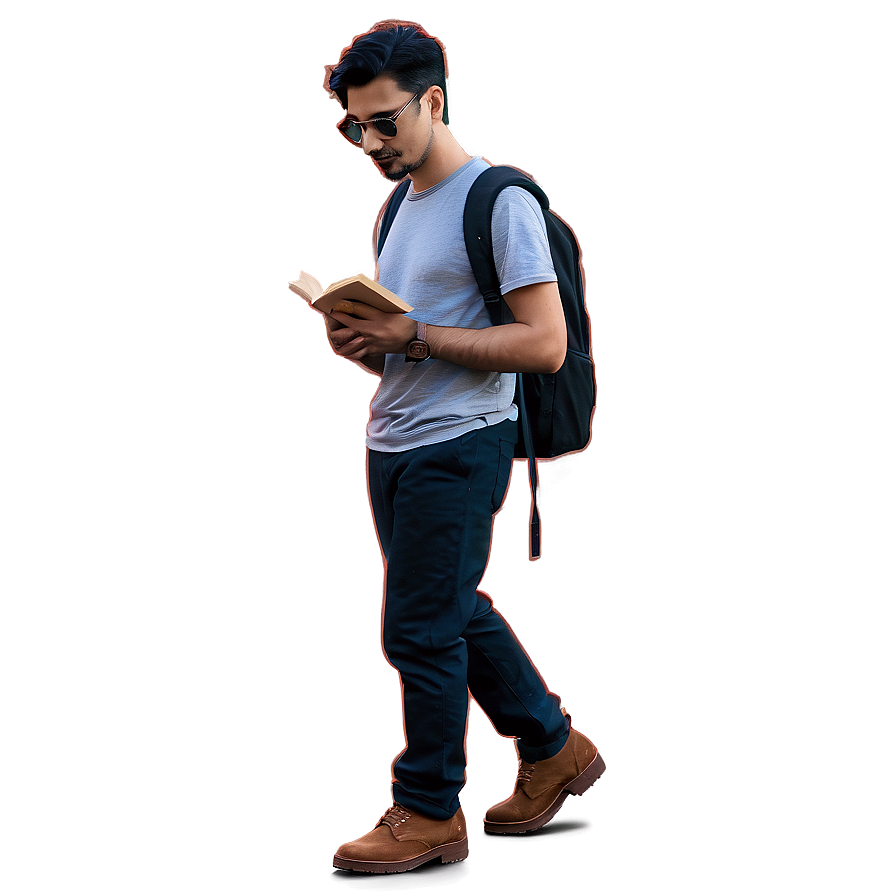 Wanderer With Book Png Oki