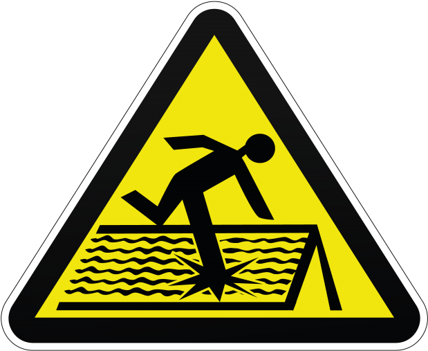 Warning Sign Falling Off Roof