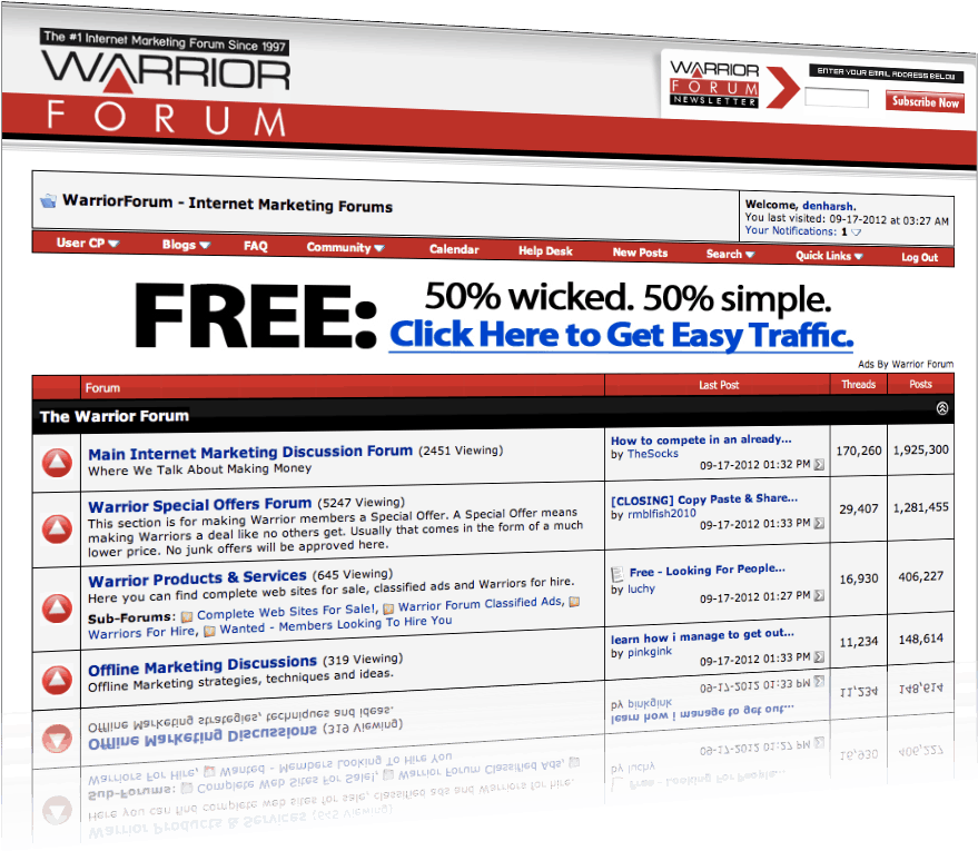 Warrior Forum Screenshot PNG with transparent background