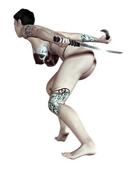 Warrior Girl Tribal Tattoos Katana